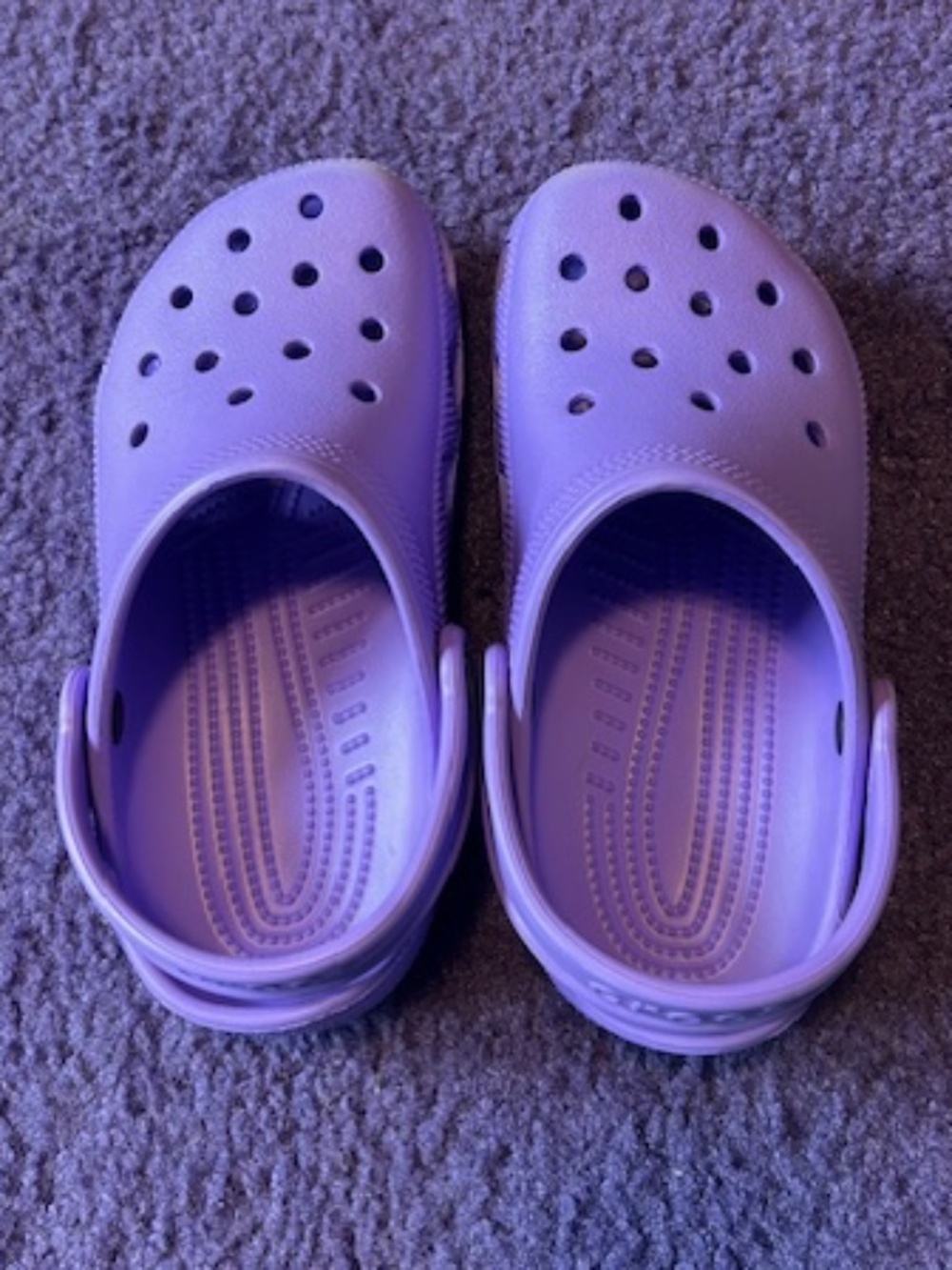 Kids Purple Crocs, Size 2